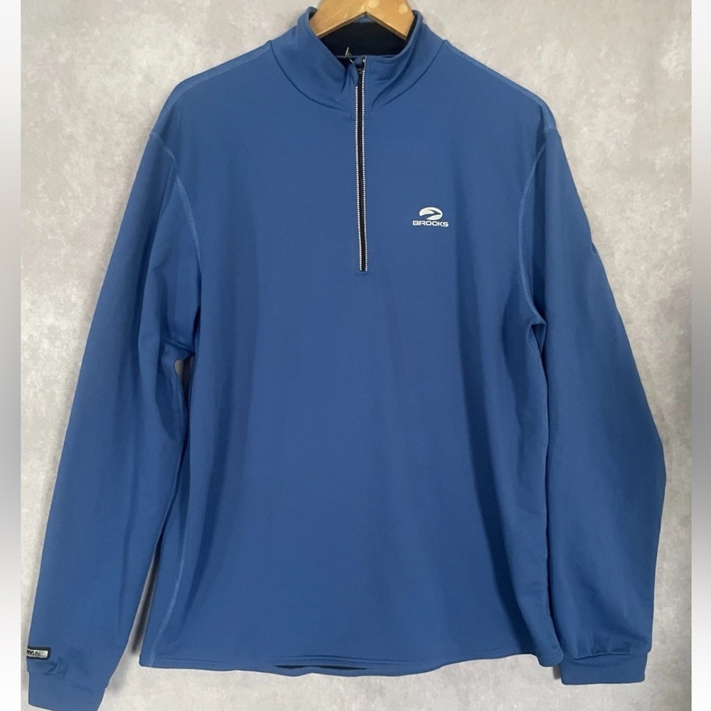 Brooks Quarter Zip Pullover Running Athletic Dryline Shirt Blue Mens XL